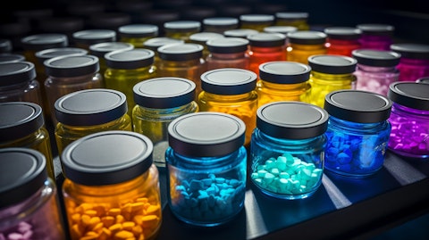 A closeup of multiple drug containment systems in an array of colors.