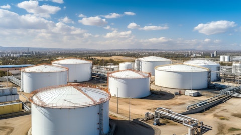 An extensive industrial gas facility with many storage tanks.