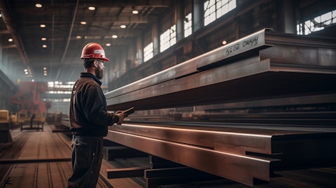 A machinist inspecting a freshly-cut steel beam, ready to be shipped to its intended destination.