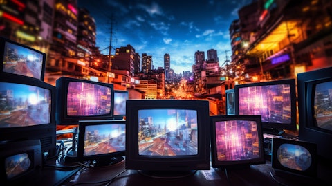 A close-up view of TV or Internet-connected devices used for telecommunication services.