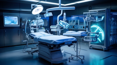 An operating theatre showcasing medical solutions from the company.