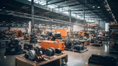 A manufacturing facility floor filled with an array of automotive parts and accessories.