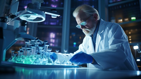 A scientist conducting a clinical trial on a patient to test the efficacy of a new drug.