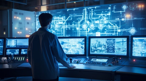An engineer in a control room monitoring a massive system, demonstrating the capabilities of rate-regulated utilities.
