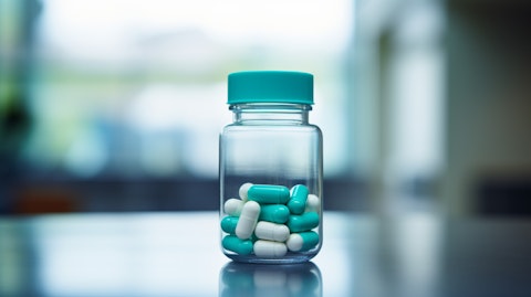 A close-up of a pharmaceutical drug bottle, showcasing the potential of the company's innovative therapies.