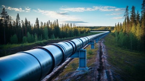 A wide shot of a sprawling natural gas pipeline system, representing the company's energy infrastructure.