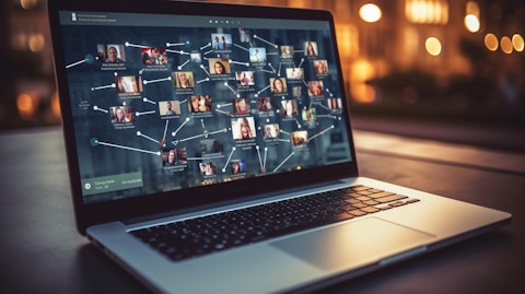 A close-up of a laptop displaying a popular content collaboration platform.