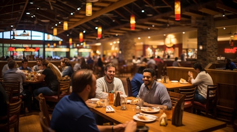 A Chili's Grill & Bar restaurant filled with happy customers enjoying a meal.