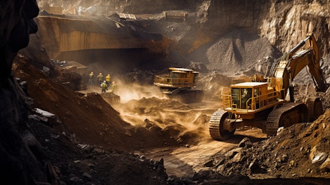 Heavy machinery at work in a mining facility, excavating the earth for rare earth minerals.
