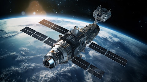 A satellite in orbit, capturing the technological prowess of the aerospace & defense company.