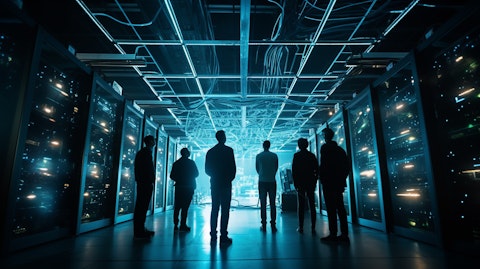 A group of engineers in a data center, ensuring IT resiliency.