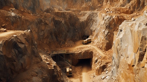 Aerial shot of a mine entrance, the bedrock of the company's gold and silver extraction.