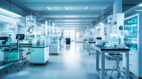 A medical laboratory surrounded by advanced equipment, symbolizing the company's cutting-edge innovation in healthcare.