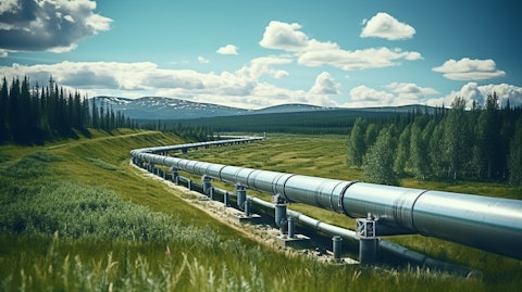 A pipeline running through a rural landscape, a reminder of the companies oil and gas Royalty Interest.