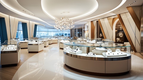 An elegant and modern jewelry store showcasing refined diamond jewelry.