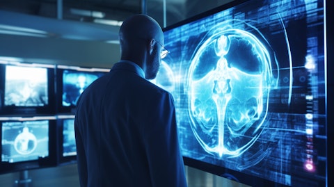A doctor examining an X-ray or MRI scan to diagnose a neurological disorder.