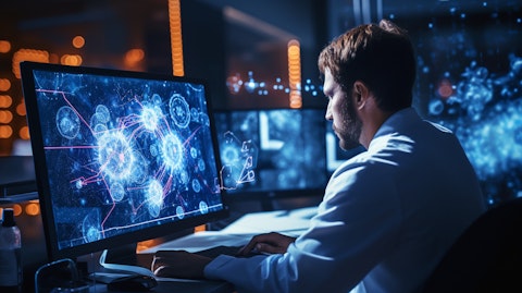 A biological researcher studying the interaction of GABAA receptors on a computer screen.