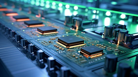 An automated manufacturing production line of semiconductor components on an assembly line.