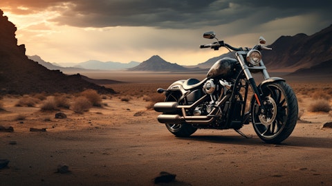 A black and chrome motorcycle in a desert landscape, capturing the essence of freedom.