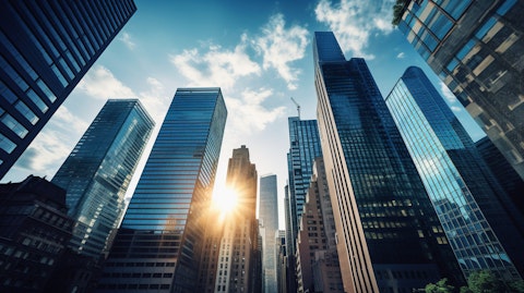 A busy commercial district filled with tall buildings, representing the company's real estate portfolio.