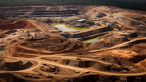Aerial view of the Rosebel gold mine in Suriname with its open pits spanning across the landscape.