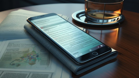 A close-up of a mobile device with a conversation in progress.