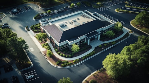 An aerial view of a large real estate brokerage office.
