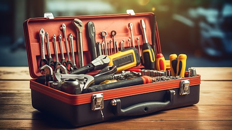 A toolbox filled with an array of different tools, representing the professional products of the company.