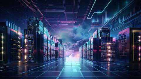 An illustration of digital intelligence and energy storage for a modern industrial facility with servers and storage racks in the background.