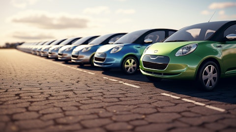 A fleet of eco-friendly electric cars, a symbol of the company's commitment to sustainability.
