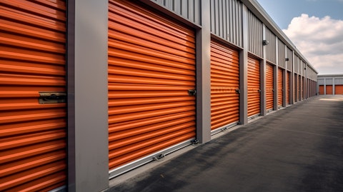 A row of self-storage units in a self-storage complex, showing the affordability and security offered by the company.
