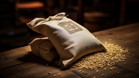 A close-up of a distiller grains bag, highlighting the company's ethanol production process.