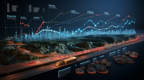 A graph with complex data points showing the company's technological advancements in electronic tolling.