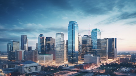 An iconic skyline with one of the company's iconic REITs in the foreground.