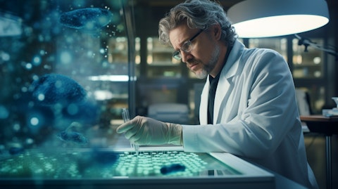 A professional scientist in a laboratory, visually demonstrating the development of Microbiome therapeutics platform.