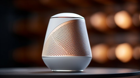 A close up view of an innovative wireless speaker aimed to revolutionize the audio industry.