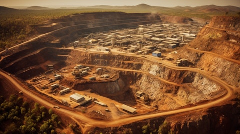 Aerial view of a gold mine in Mali, showing the scale of the mining operations.