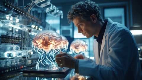 A scientist in a laboratory researching a neurological disease.