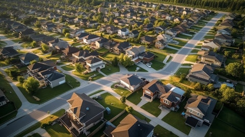 An aerial view of a residential neighbourhood, its mortgage finance investments having a positive effect on the economy.