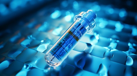 A closeup of a vial of the biotechnology company's vaccines.