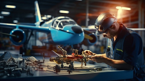 A technician assembling an electric aircraft, highlighting the company's manufacturing capabilities.
