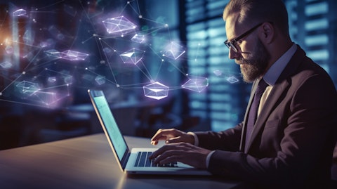 A close-up shot of an engineer configuring an email marketing system.