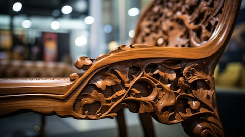 A close-up view of a furniture piece in the company's showroom.
