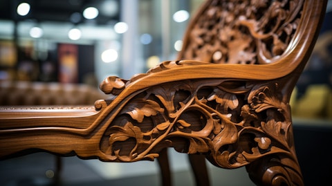 A close-up view of a furniture piece in the company's showroom. 