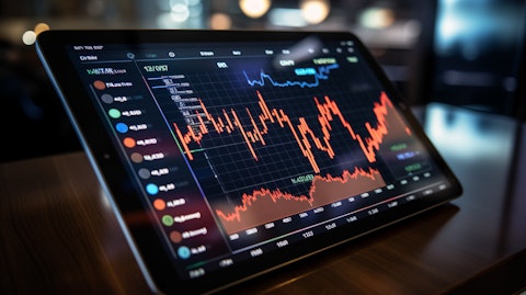 A close-up of a graph on a touchscreen, representing the latest investment trends.