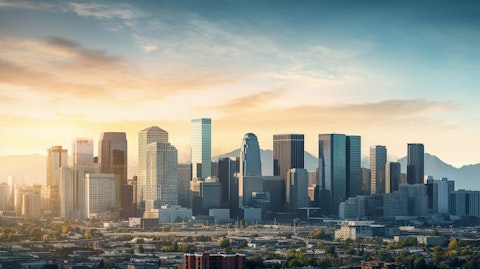 A wide-angle view of an urban skyline, representing the company's investments in urban neighborhoods.