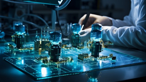 A research and development lab, assembling a network of high-performance capacitors.