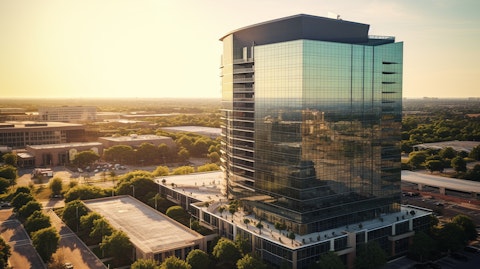 An aerial view of a Class A office tower complex in a high-growth Sun Belt market.