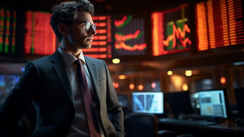 An executive in a business suit at a trading desk, acting as the backbone of the financial services sector.