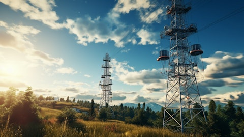 A close-up view of telecommunications infrastructure towers, emitting radio signals across vast rural landscapes.